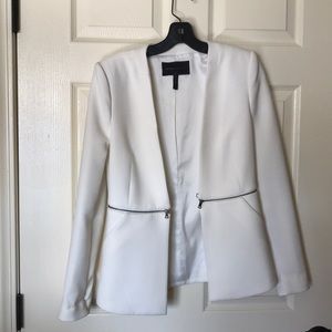 BCBG- Jacket White A-line zip detail.